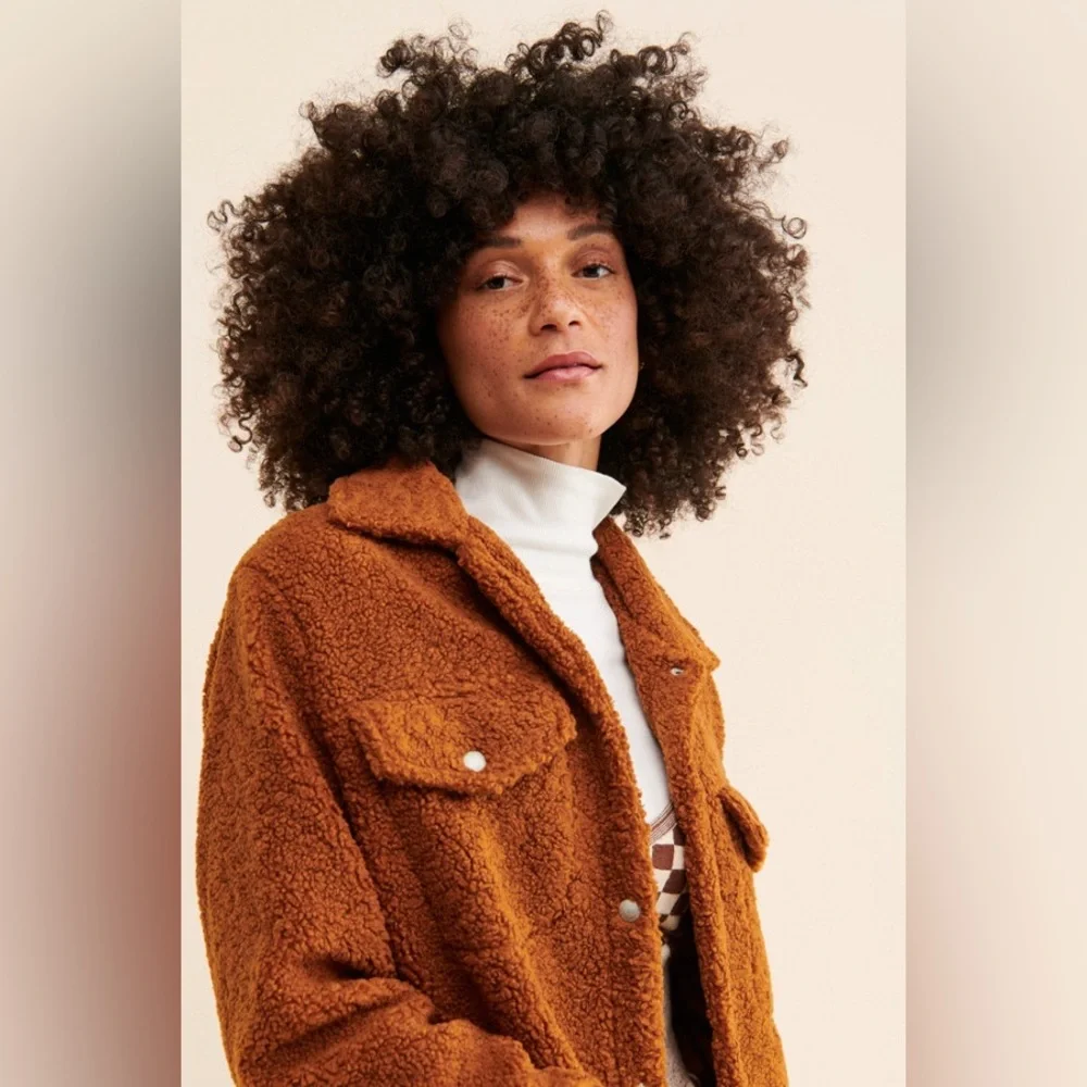 Blank NYC Teddy Sherpa Shirt Jacket Cinnamon Stick Brown M - Picture 2 of 12